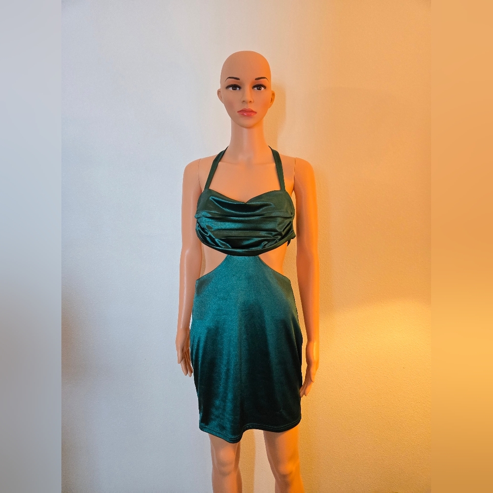 Windsor Teal Halter Dress, Emerald Green, MEDIUM